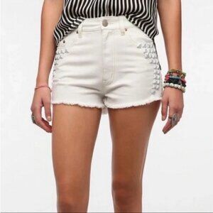 BDG Urban Outfitters Studded Distressed Shorts White High Rise Dree Cheeky Short